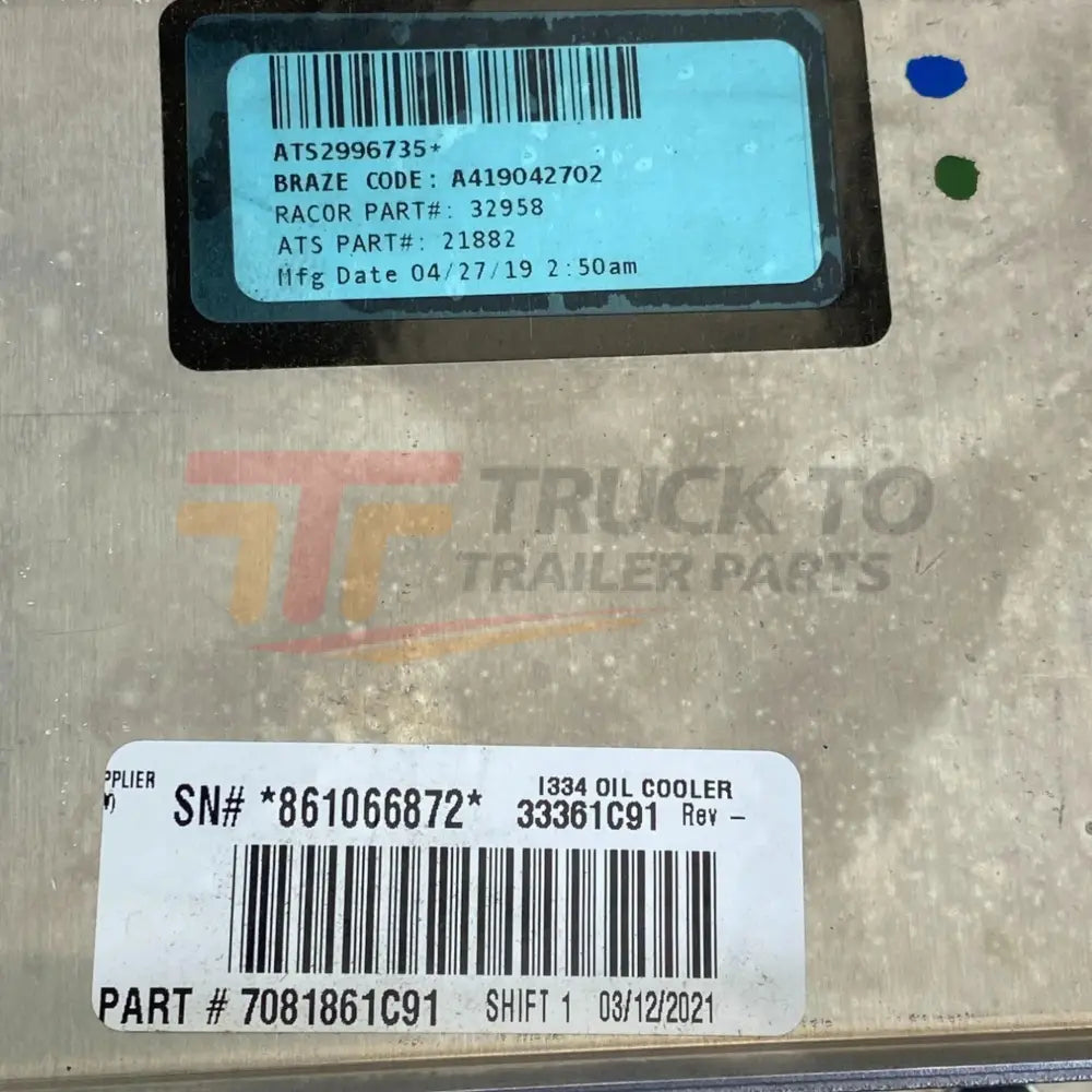 7081861C91 Genuine International Oil Assembly Cooler For 466 - Truck To Trailer