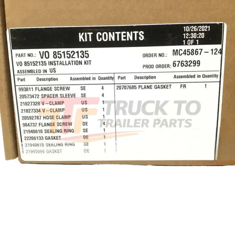 85152135 Genuine Mack Installation Kit - Truck To Trailer