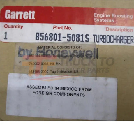 856801-5081S Garrett GTX GEN Turbo Kit GTX3582R 0.61A/R - Truck To Trailer