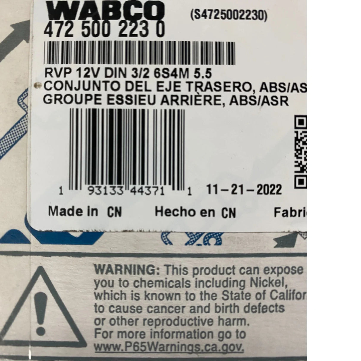 S472 500 223 0 Genuine Meritor ABS Modulator Valve - Truck To Trailer