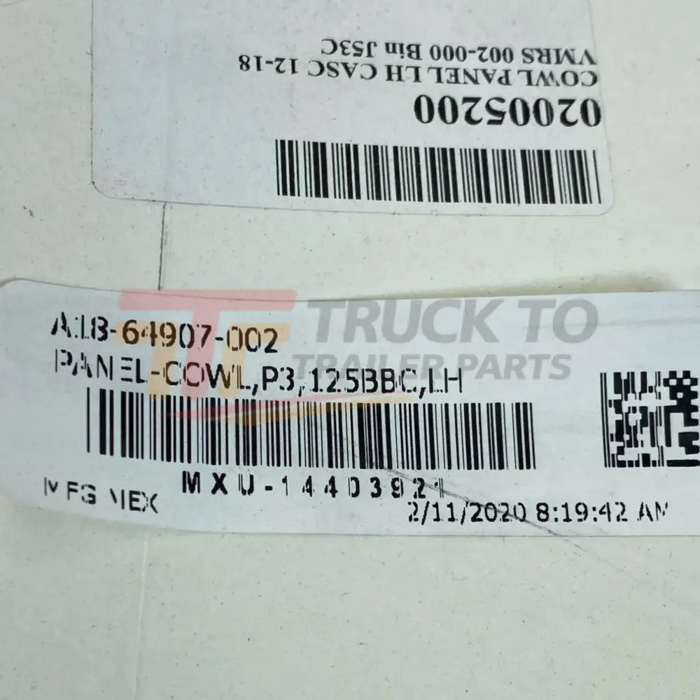 A1864907002 Genuine Freightliner Left Cowl Panel - Truck To Trailer