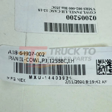 A1864907002 Genuine Freightliner Left Cowl Panel - Truck To Trailer