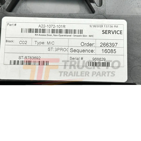 A22-1072-101R Genuine International Battery Cover - Truck To Trailer