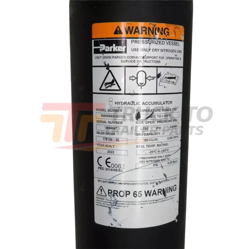 BA005B3U01Y2 Parker Bladder Accumulator BA Series 4786 PSI 150 CU.IN 2.45L - Truck To Trailer