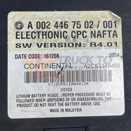 A0024466802 Genuine Freightliner Cpc Cab Control Module Used - Truck To Trailer
