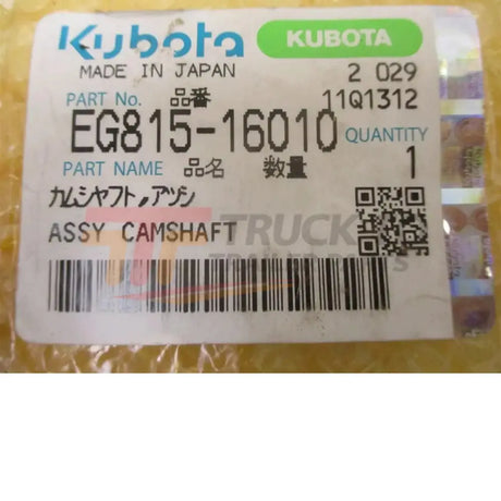 EG815-16010 Kubota Camshaft WG972-G Gas Engine - Truck To Trailer