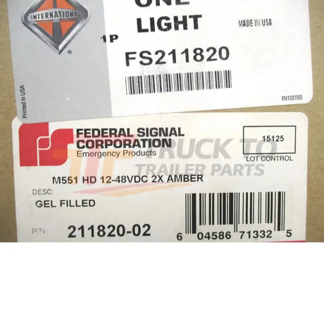 FS211820 International Strobe Light Pulsator 551 Plus Amber - Truck To Trailer