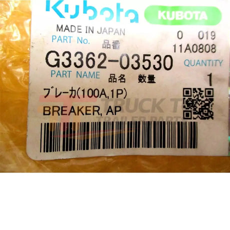 G3362-03530 Kubota Breaker Ap 1 Pole 100A - Truck To Trailer