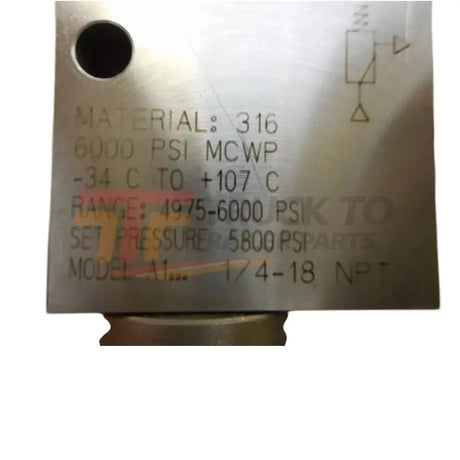 HPRVS4M4A-BN-K8-5800 Parker Relief Valve High Pressure 5800PSI - Truck To Trailer