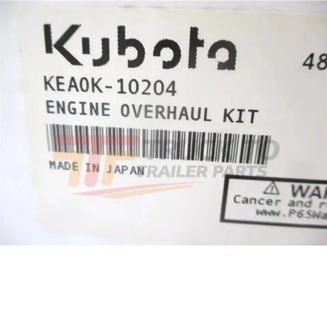 KEAOK-10204 Kubota Engine Overnaul Kit Standard Pistons - Truck To Trailer