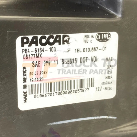 P54-6164-100 Paccar Left Side Halogen Headlight Assy For Kenworth T680 2013-2021 - Truck To Trailer