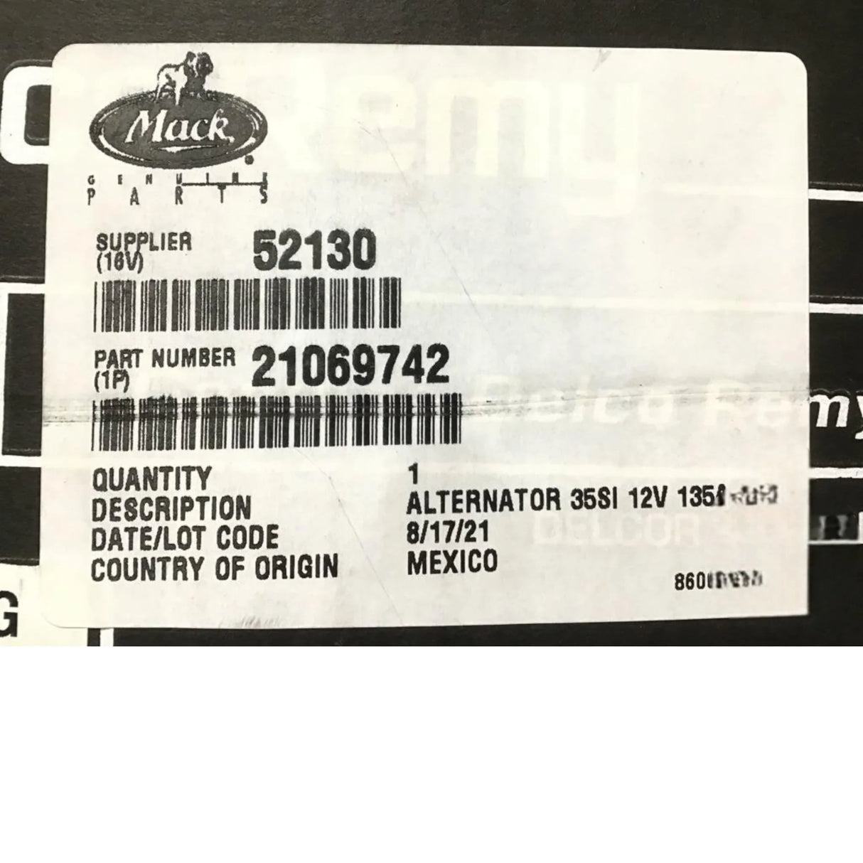 21069742 Genuine Mack Alternator - Truck To Trailer