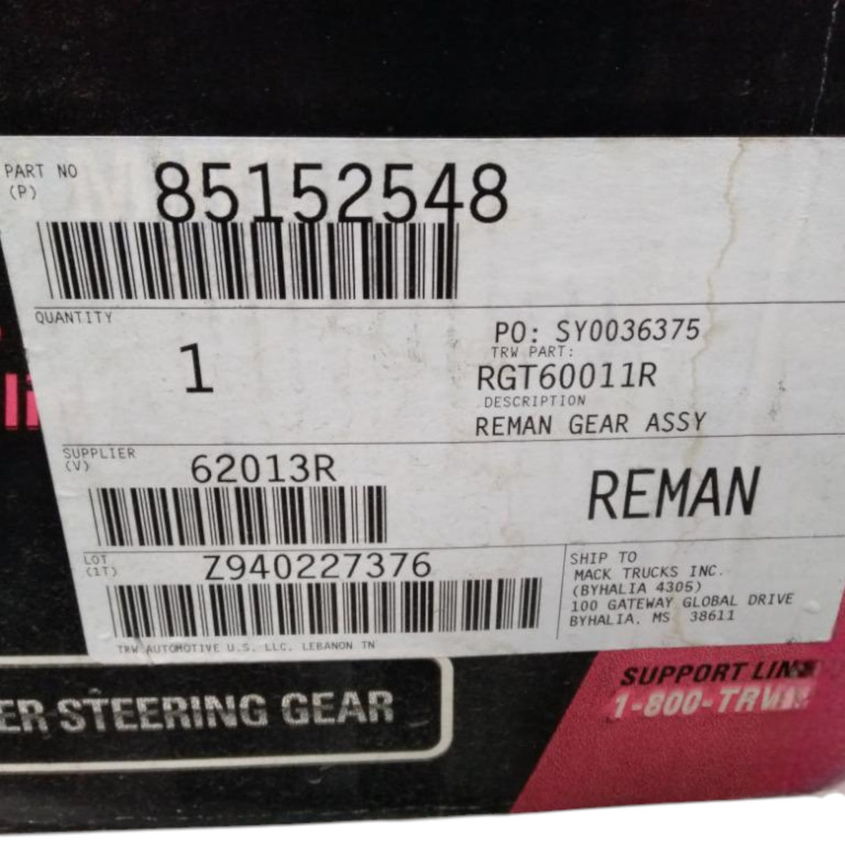 85152548 Genuine Mack Steering Gear