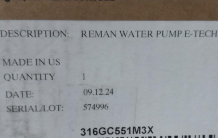 316GC551M3X Genuine Mack Water Pump