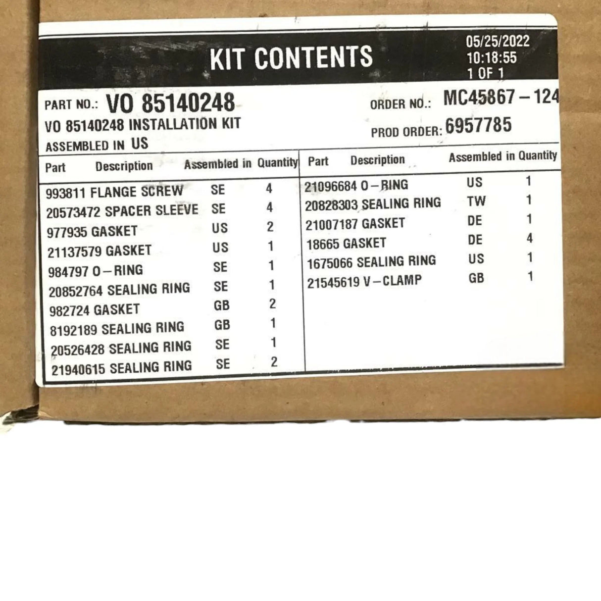 85140248 Genuine Mack Installation Kit - Truck To Trailer