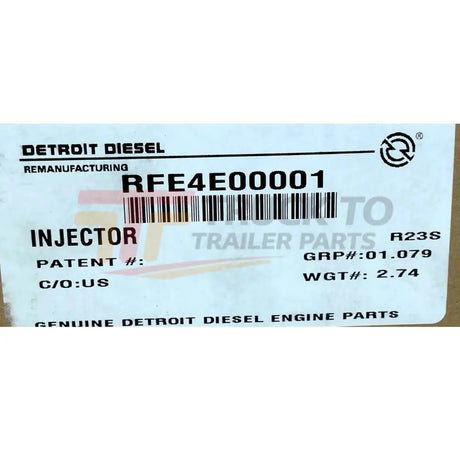 RFE4E00001 Genuine Detroit Diesel Fuel Injectors Set Of 6 - Truck To Trailer