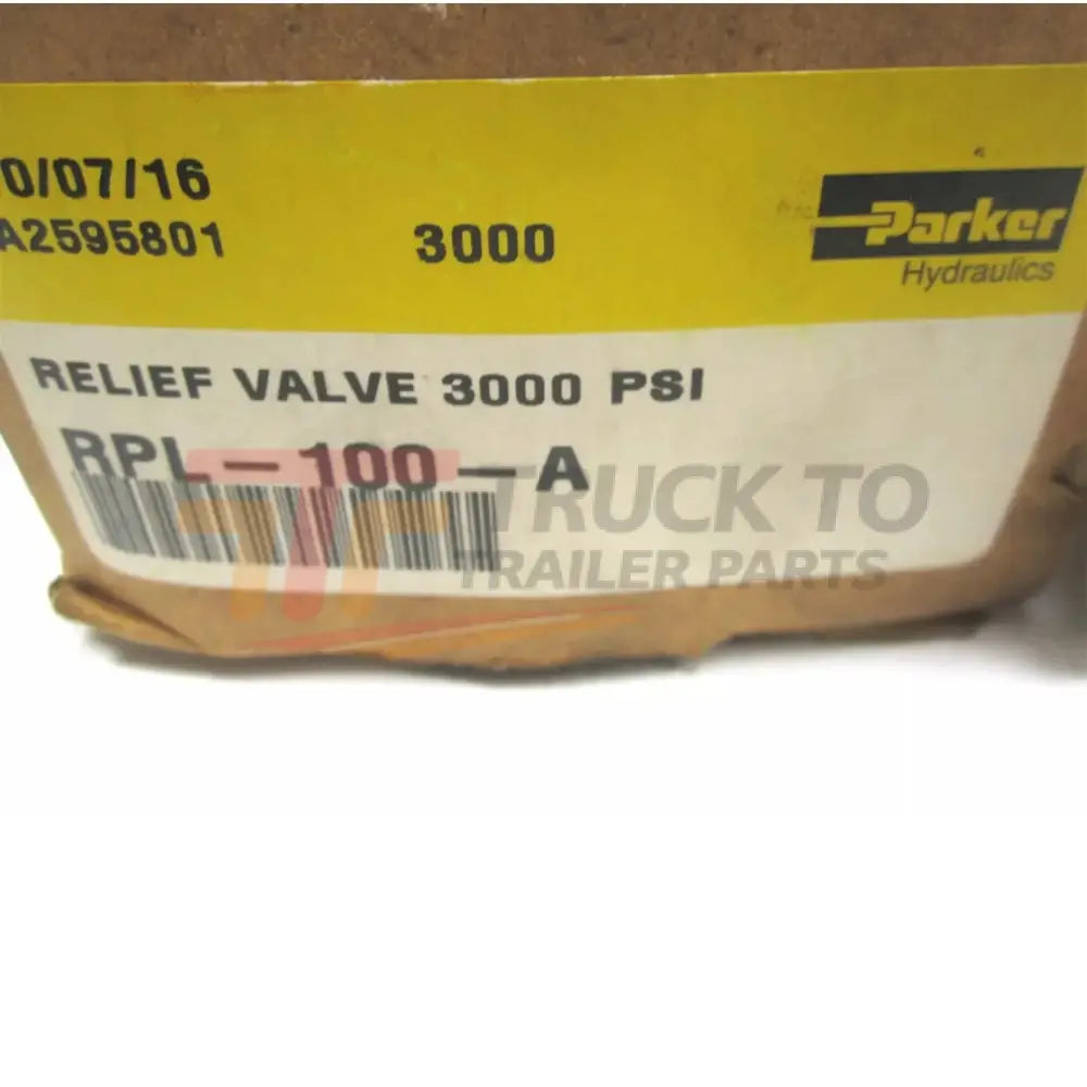 RPL-100-A Parker Pilot Operated Relief Valve 3000 Psi - Truck To Trailer
