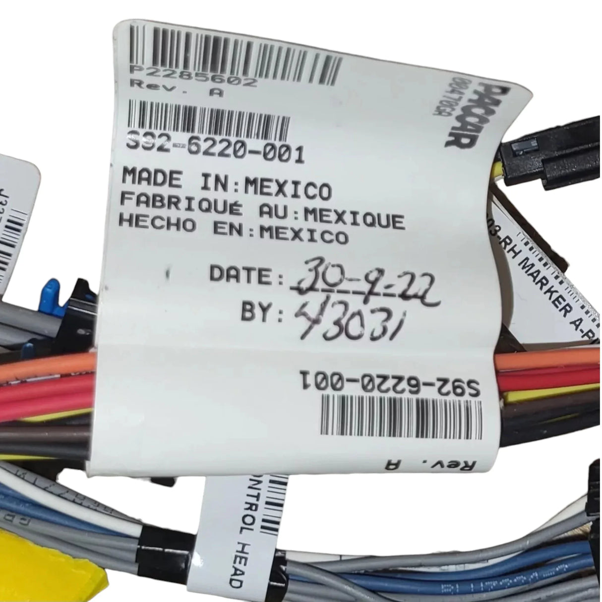 S92-6220-001 Genuine Paccar CAB Light Wiring Harness - Truck To Trailer