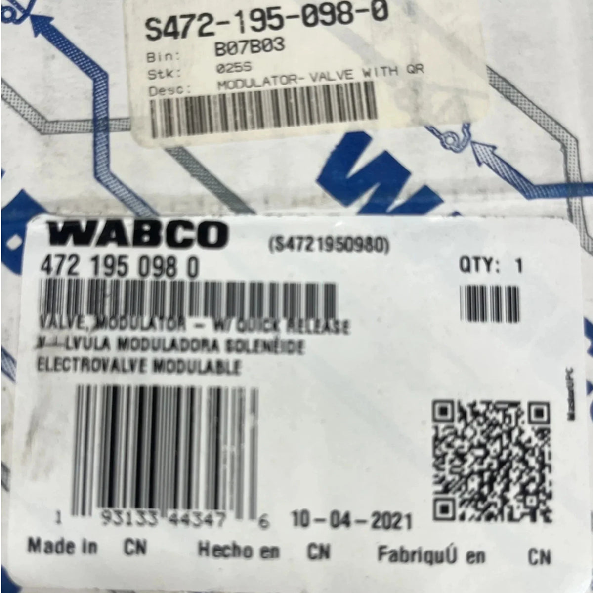 4721950980 Genuine Wabco ABS Solenoid Modulator Valve 12V - Truck To Trailer