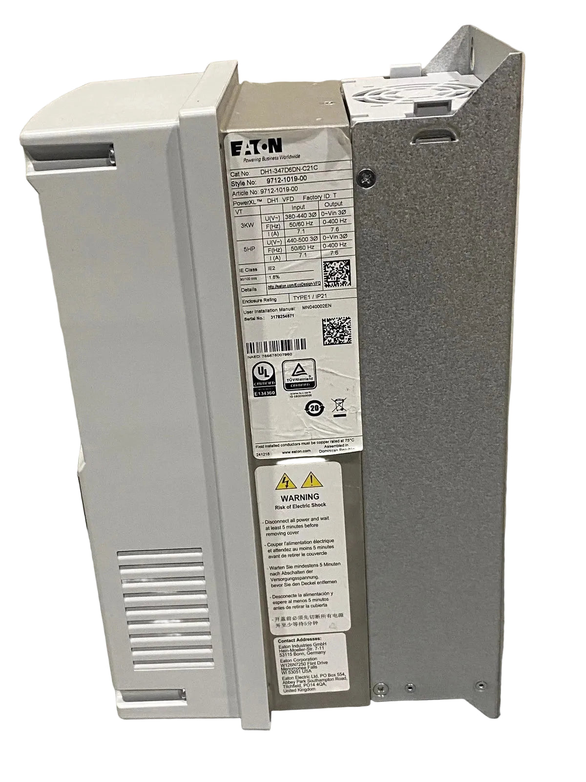 DH1-347D6DN-C21C Genuine Eaton Variable Frequency Drive 480V 7.6A