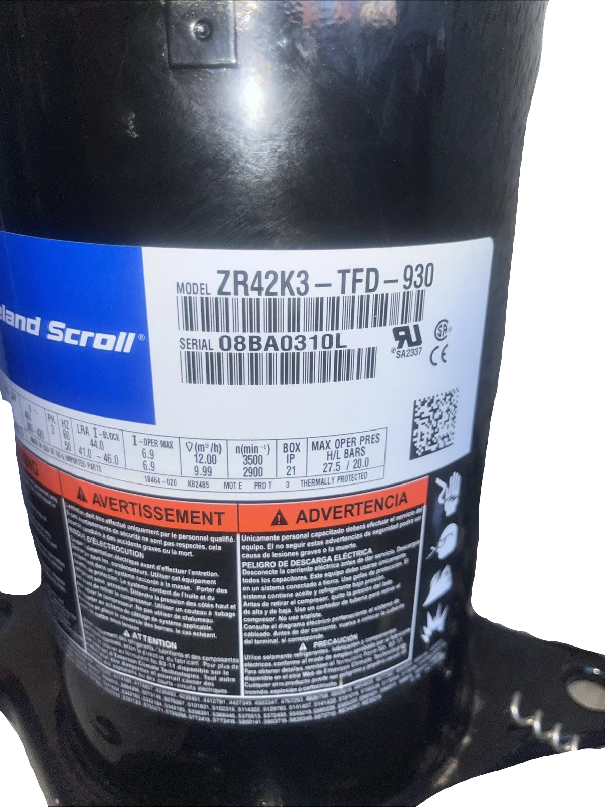 ZR42K3-TFD-930 Genuine Copeland Scroll Compressor