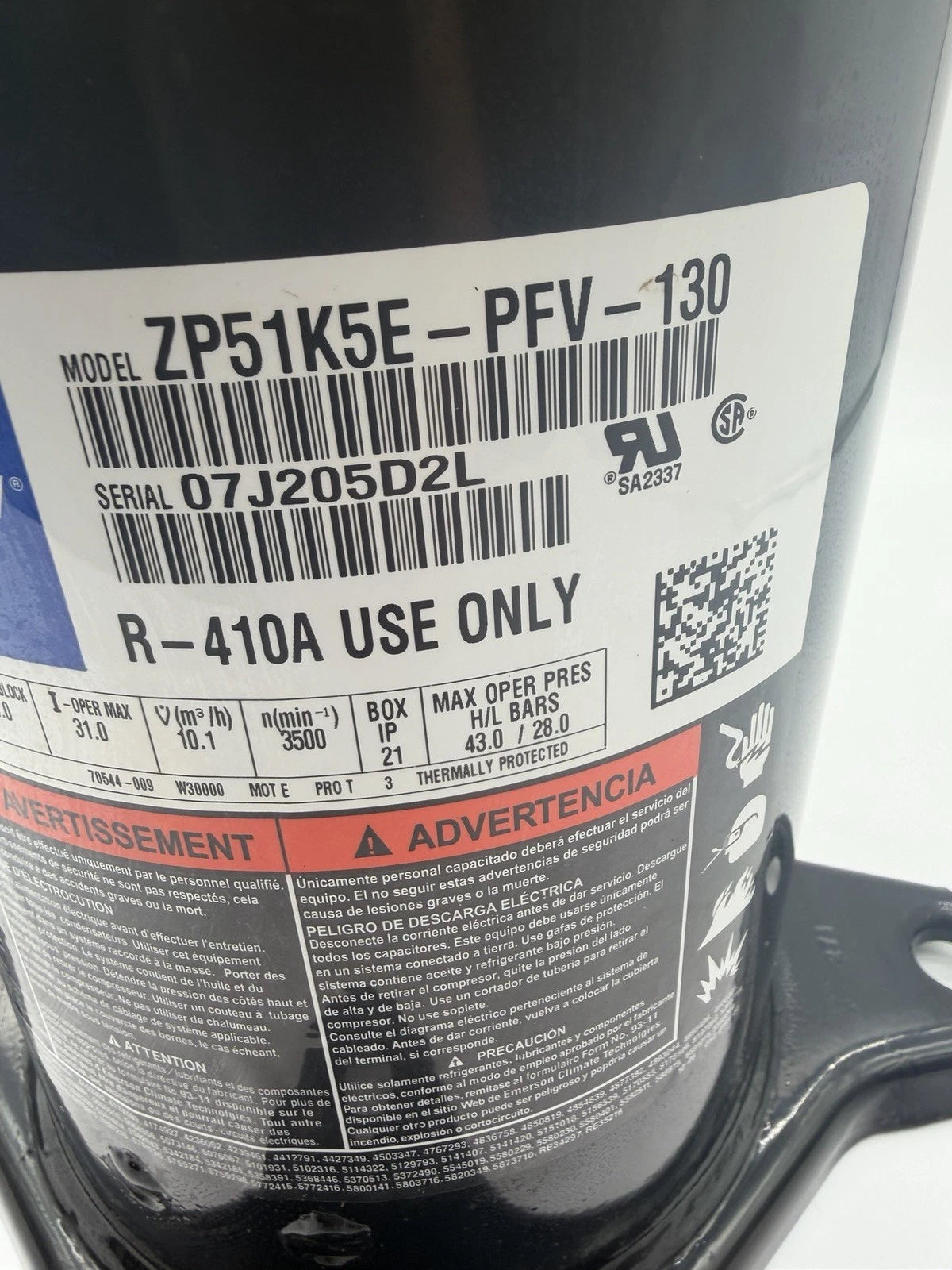 ZP51K5E-PFV-130 Genuine Copeland Scroll Compressor
