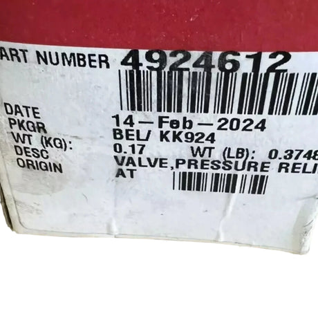 4924612 Genuine Cummins Pressure Relief Valve - Truck To Trailer
