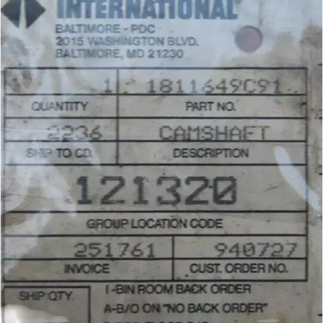 1811649C91 Genuine International Camshaft With Gear - Truck To Trailer