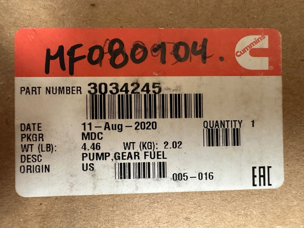 3034245 Genuine Cummins Gear Fuel Pump
