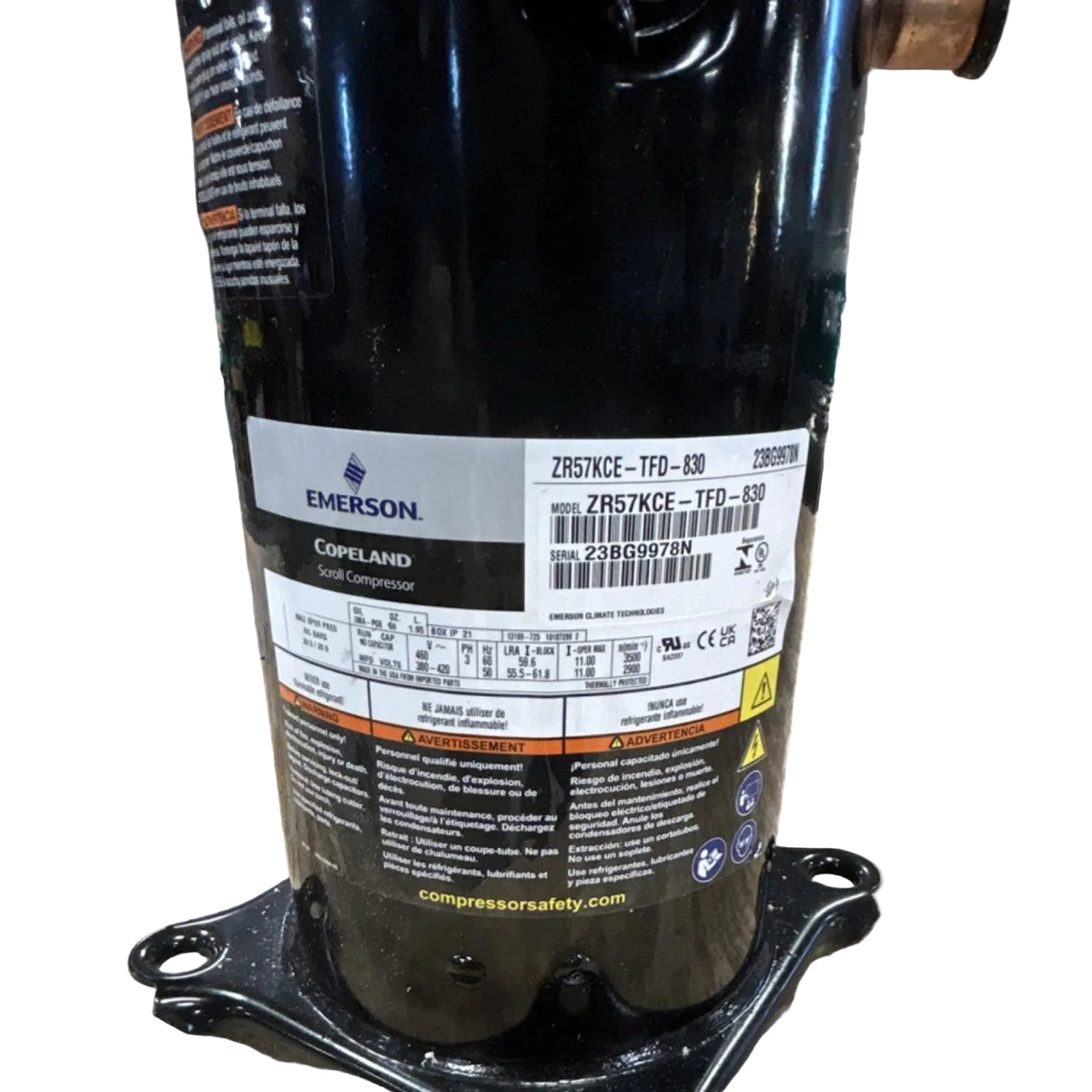 ZR57KCE-TFD-830 Genuine Copeland Scroll Compressor