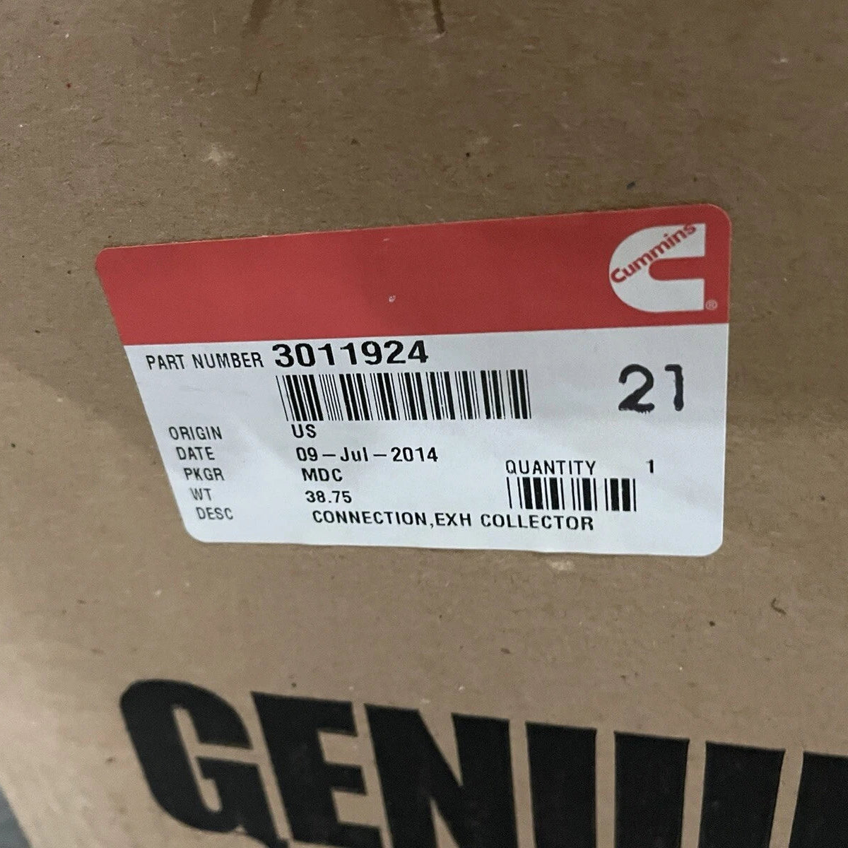3011924 Genuine Cummins Exhaust Collector Connection