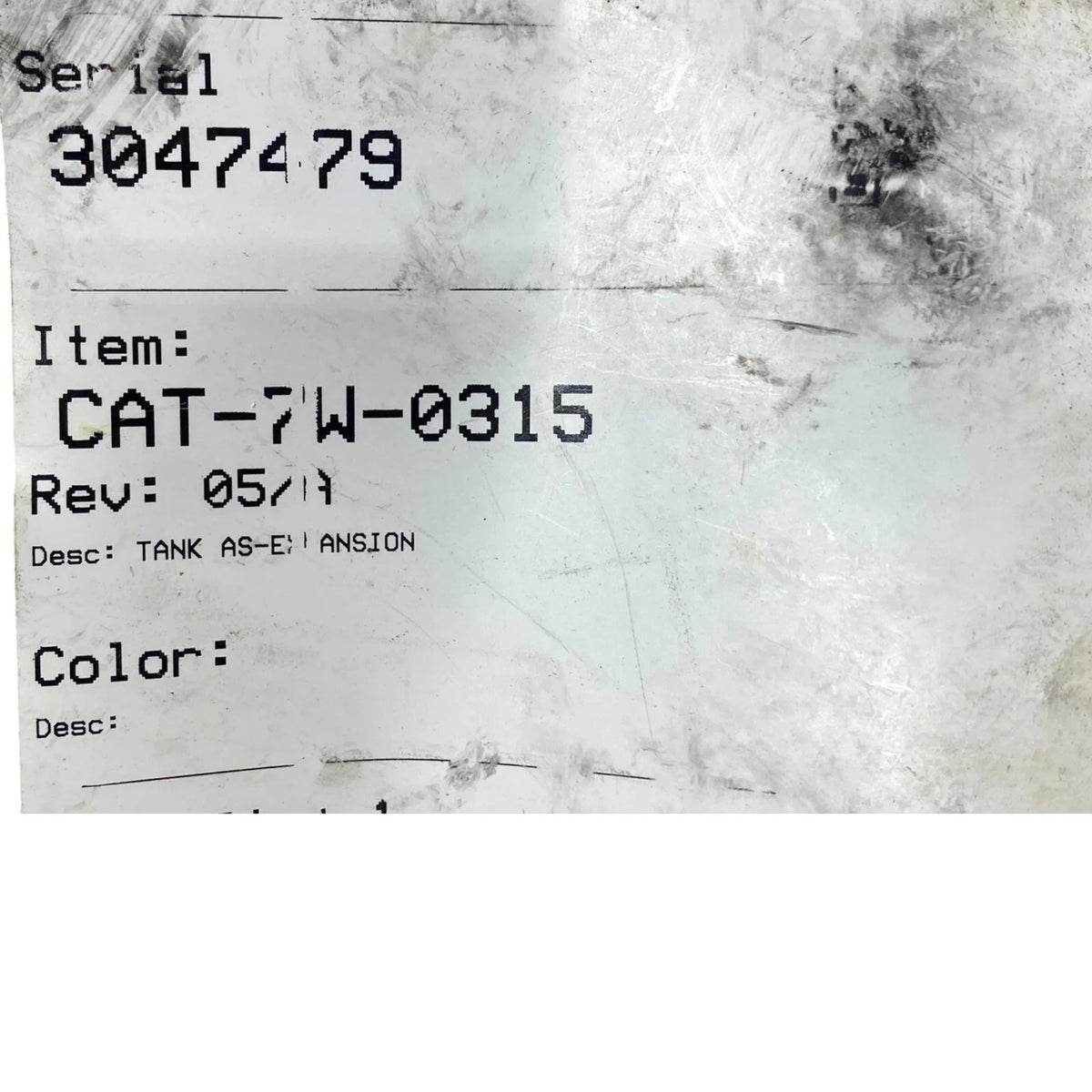 7W-0315 CAT Coolant Tank - Truck To Trailer