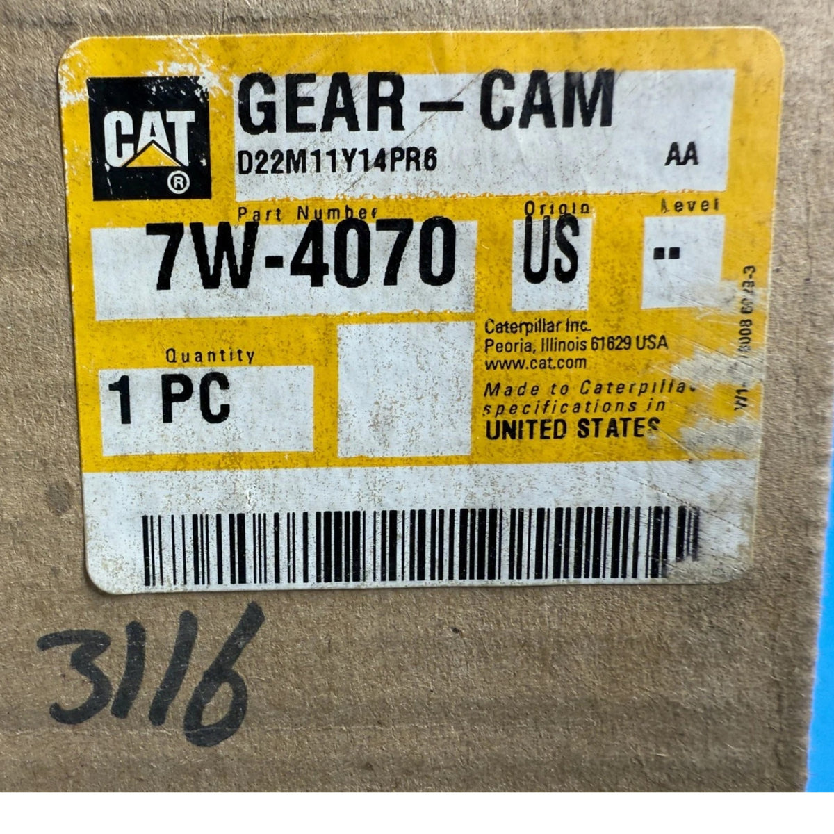 7W-4070 Genuine CAT Camshaft Drive Gear