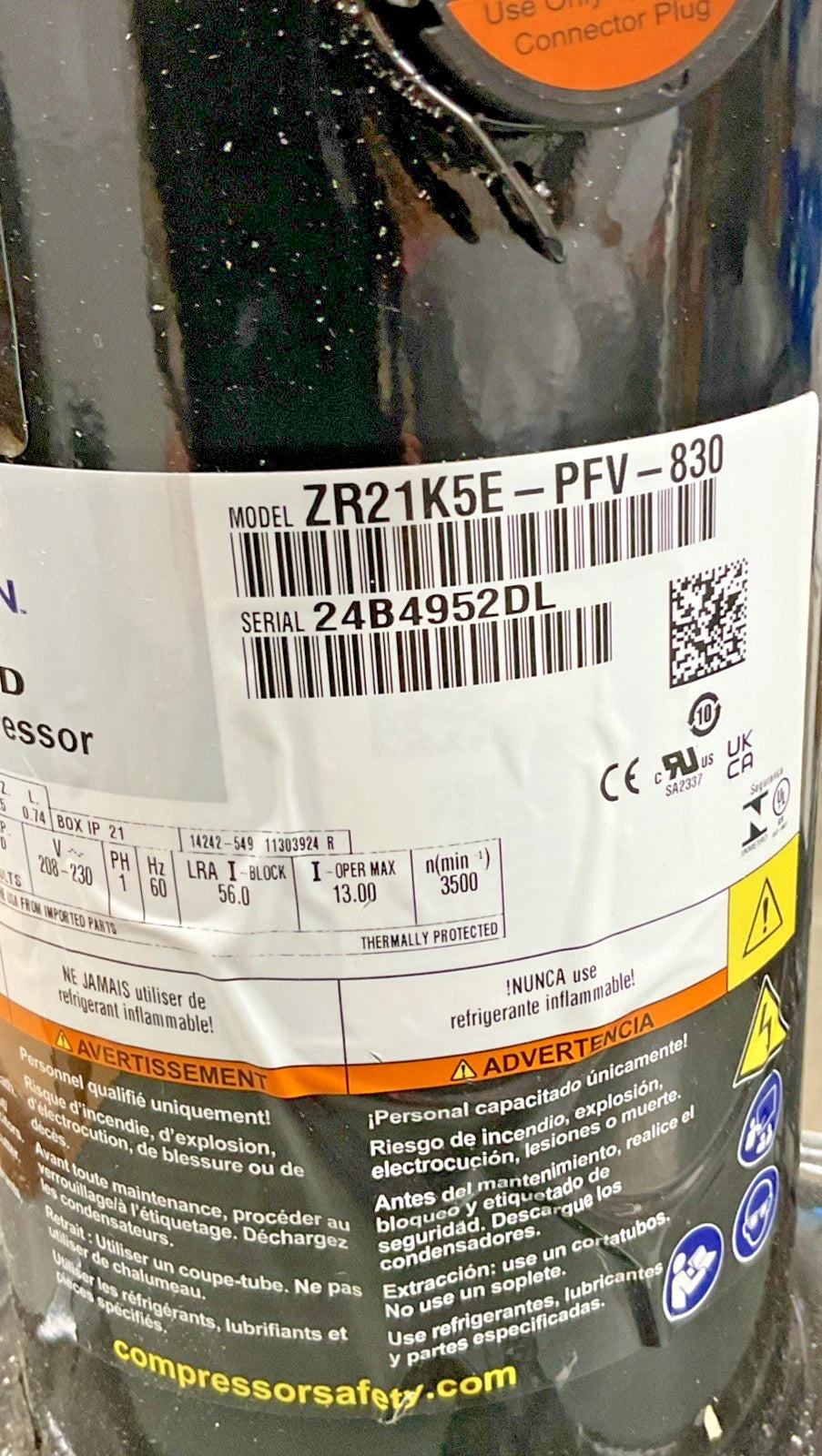 ZR21K5E-PFV-830 Genuine Copeland Scroll Compressor