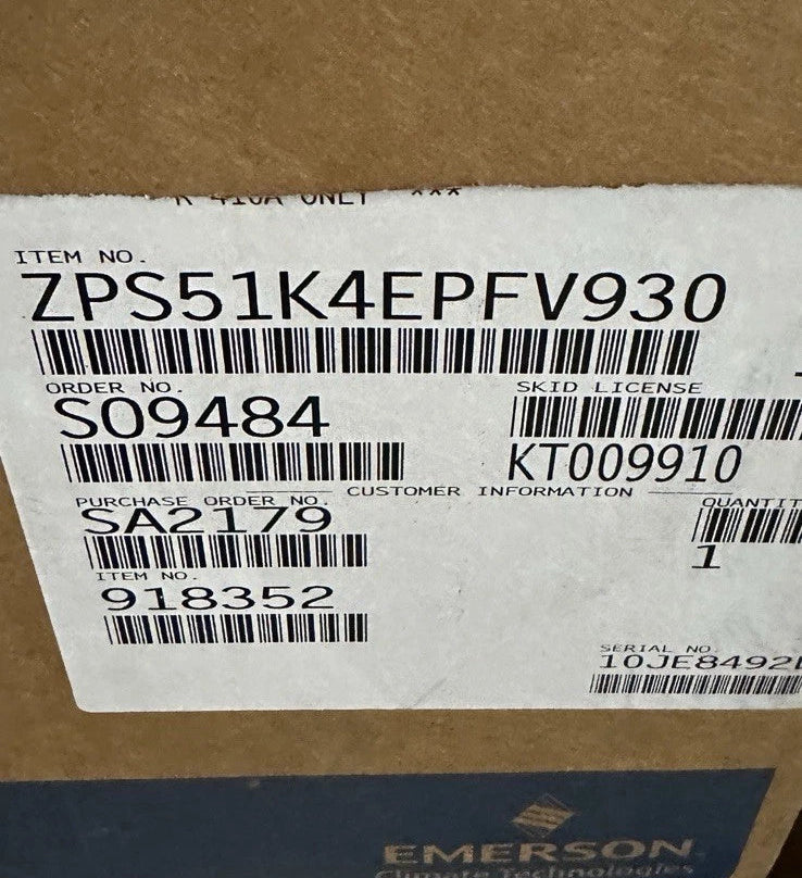 ZPS51K4EPFV930 Genuine Copeland Scroll Compressor