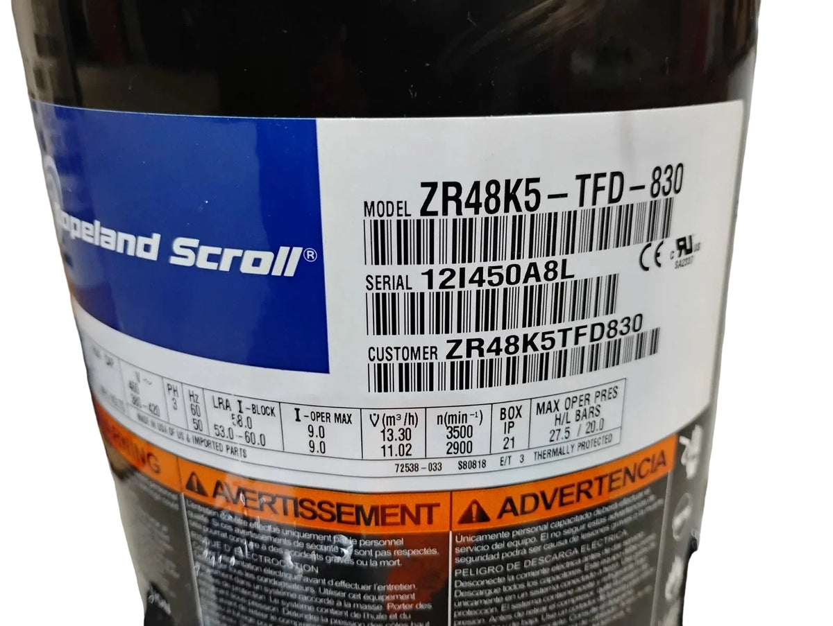 ZR48K5-TFD-830 Genuine Copeland Scroll Compressor