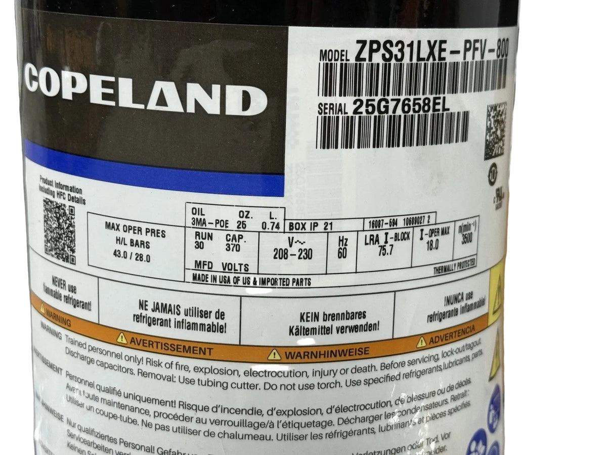 ZPS31LXE-PFV-800 Genuine Copeland Scroll Compressor