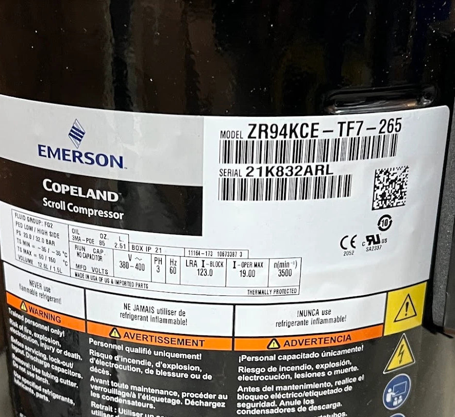 ZR94KCE-TF7-265 Genuine Copeland Scroll Compressor