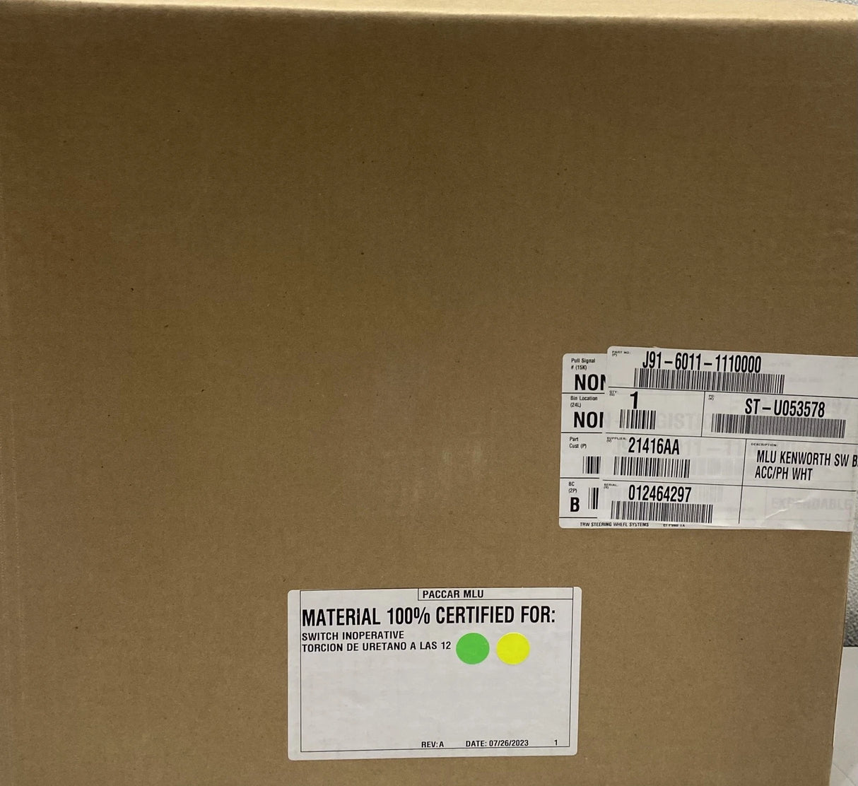 J91-6011-1110000 Genuine Paccar Steering Wheel Assembly