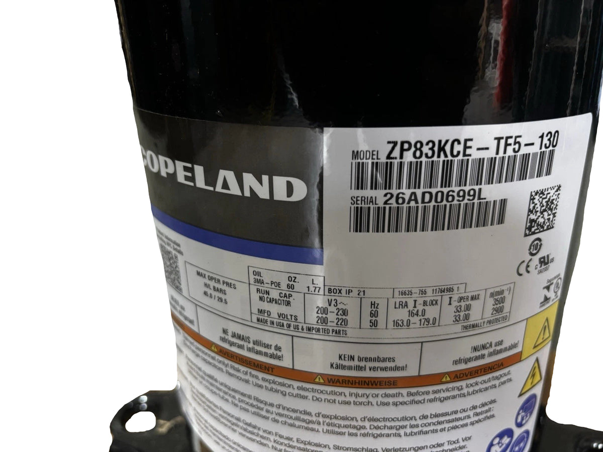 ZP83KCE-TF5-130 Genuine Copeland Scroll Compressor