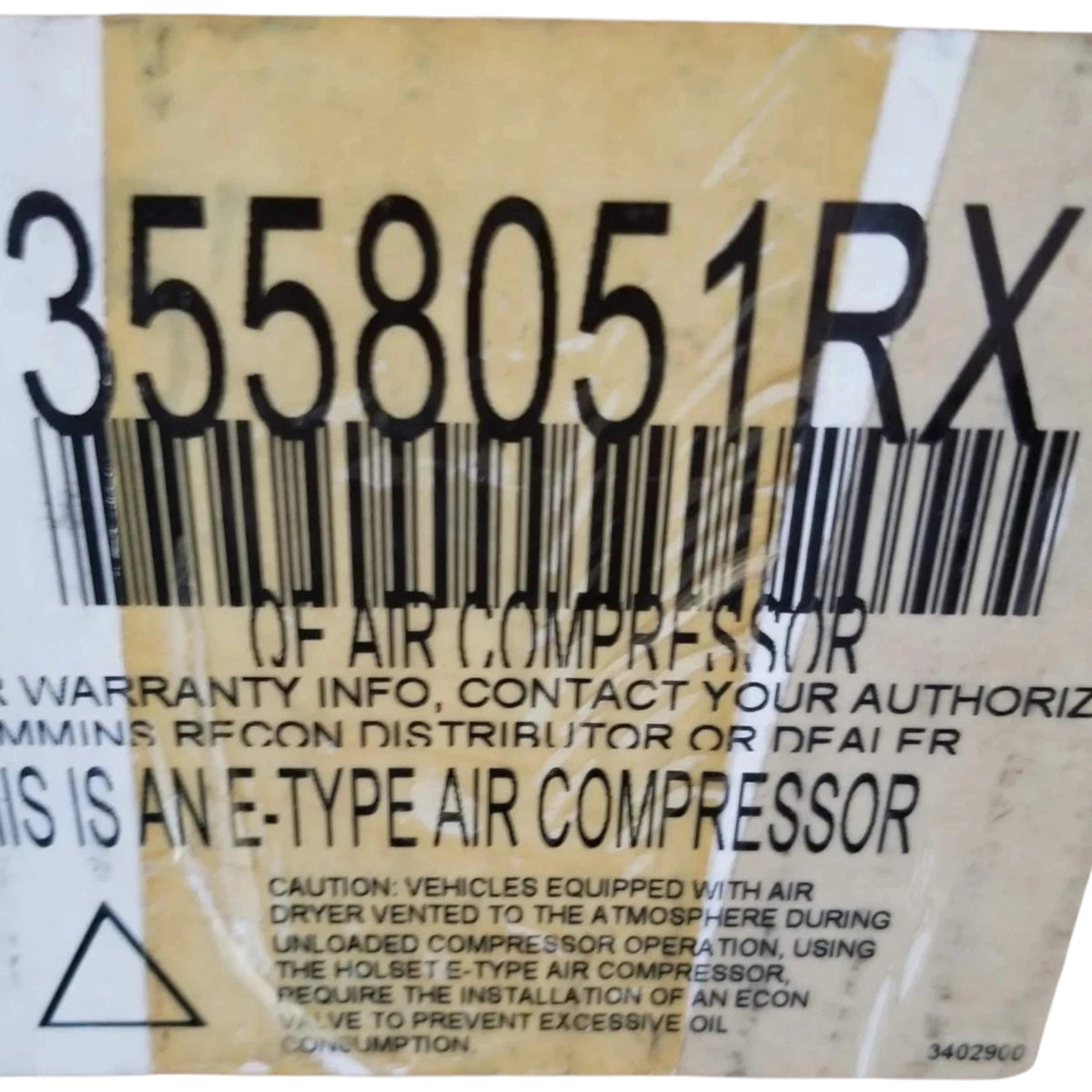 3558051 Genuine Cummins 1 Cylinder Air Compressor – Truck To Trailer