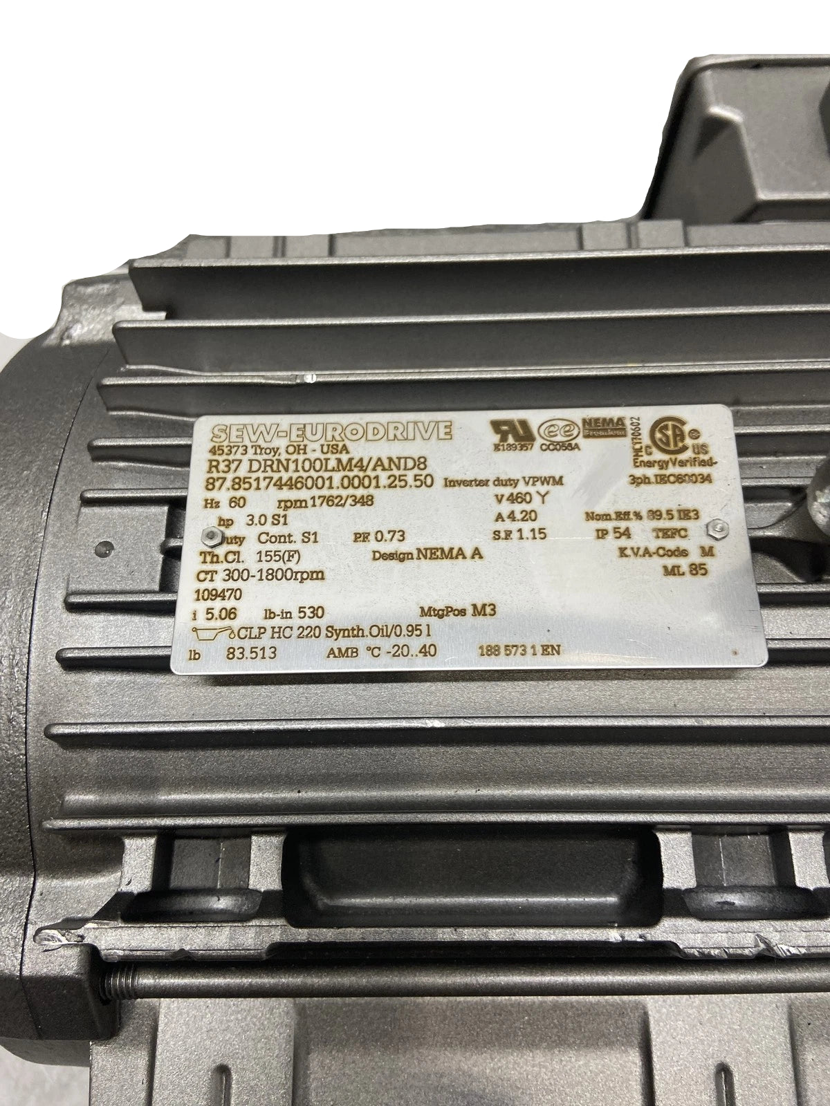 R37 DRN100LM4/AND8 SEW Eurodrive Helical Gear Motor – Truck To Trailer