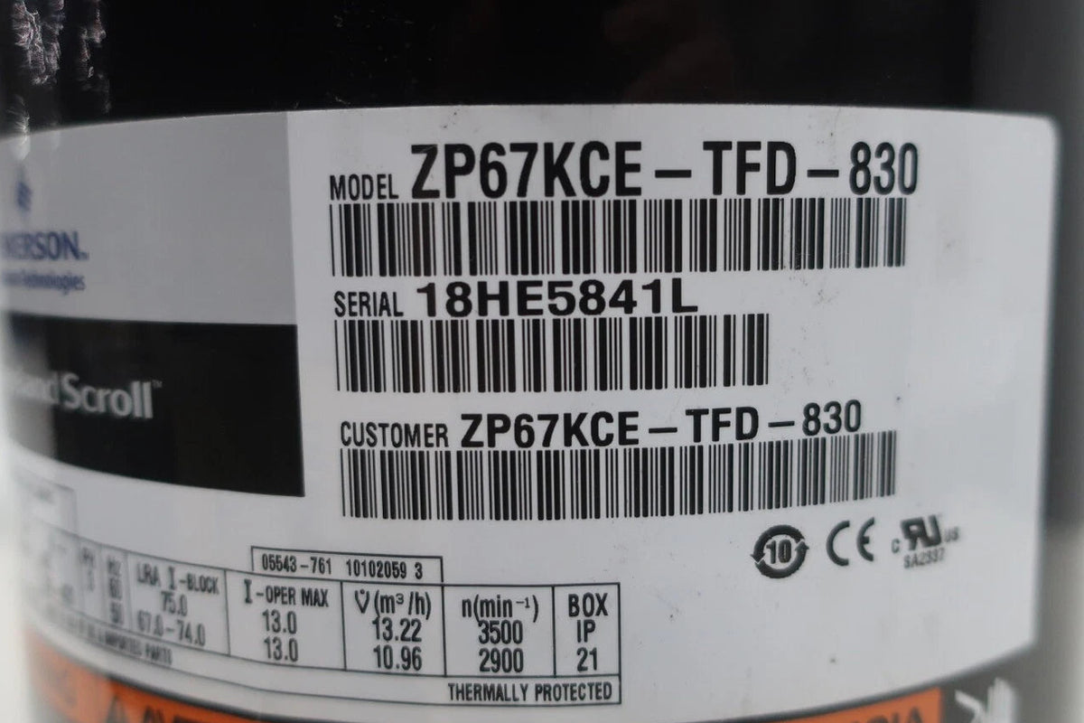 ZP67KCE-TFD-830 Genuine Copeland Scroll Compressor