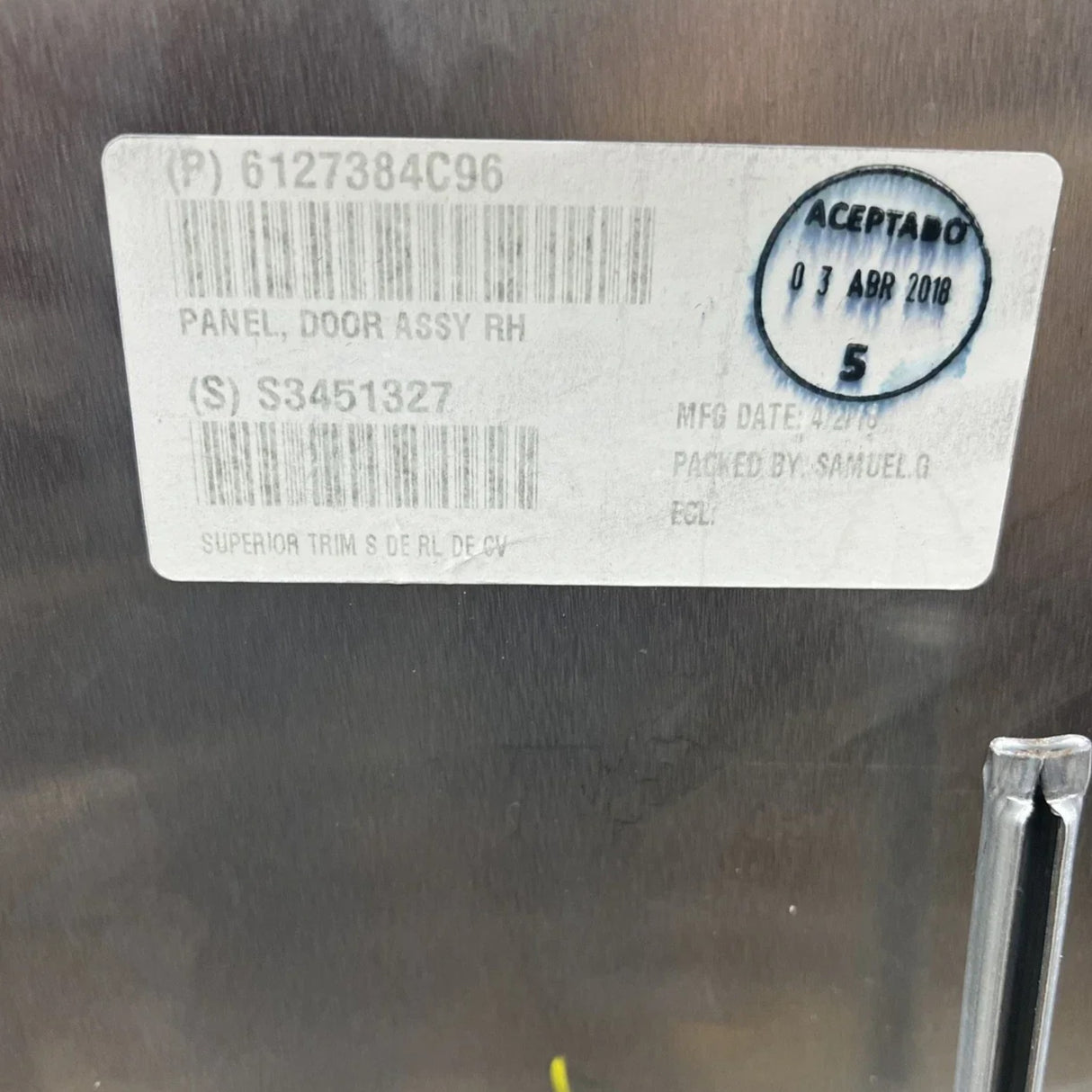 6127384C96 International Panel, Door Assembly Right Hand