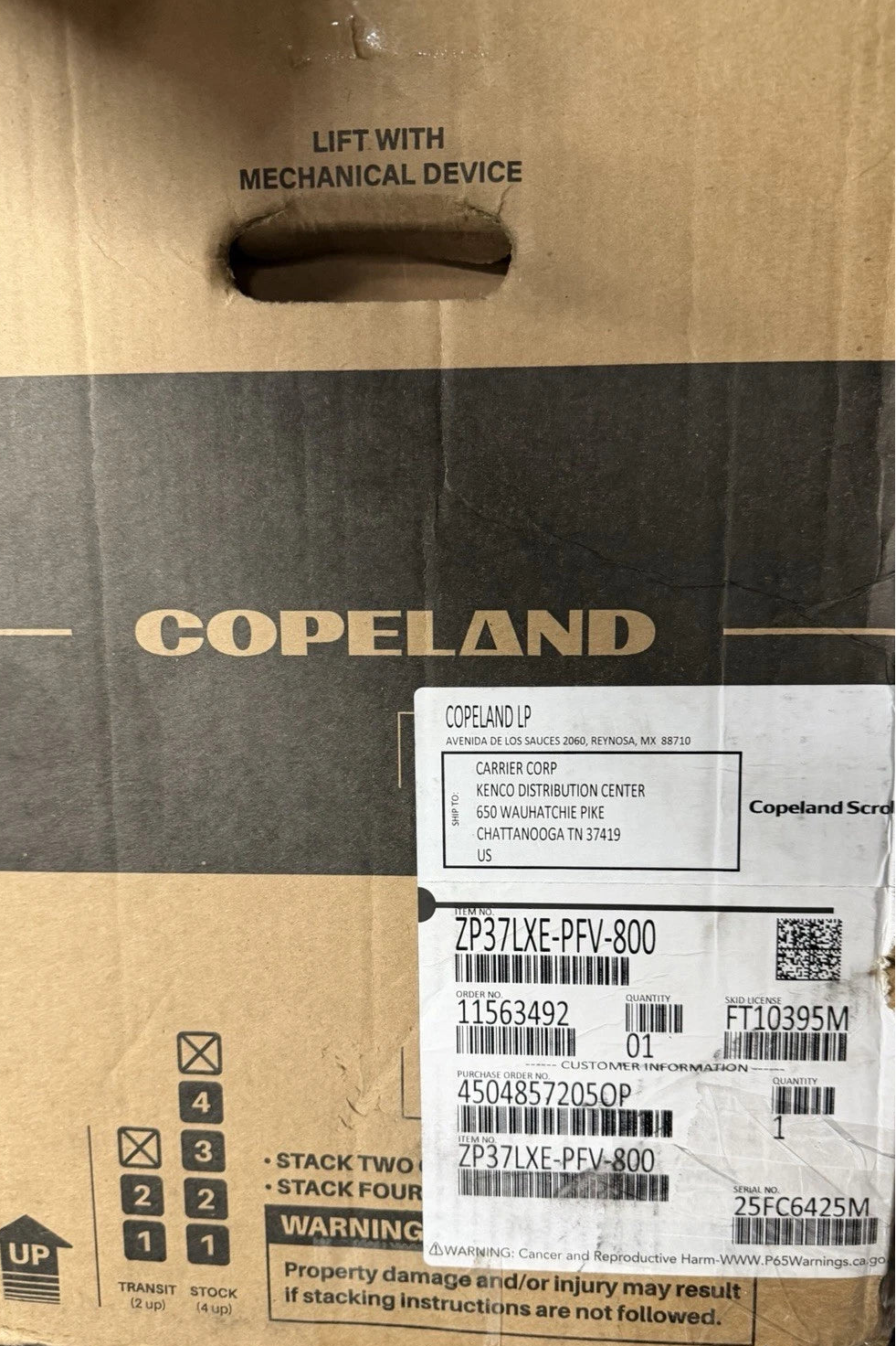 ZP37LXE-PFV-800 Genuine Copeland Scroll Compressor