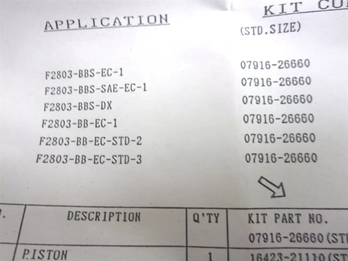 07916-26662 Kubota Piston And Ring Kit - Truck To Trailer