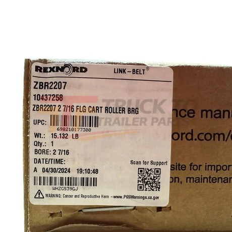 ZBR2207 Genuine Rexnord Spherical Roller Bearing - Truck To Trailer