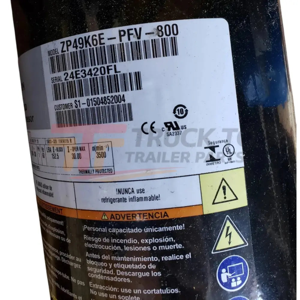 ZP49K6E-TFD-800 Copeland Scroll Compressor - Truck To Trailer
